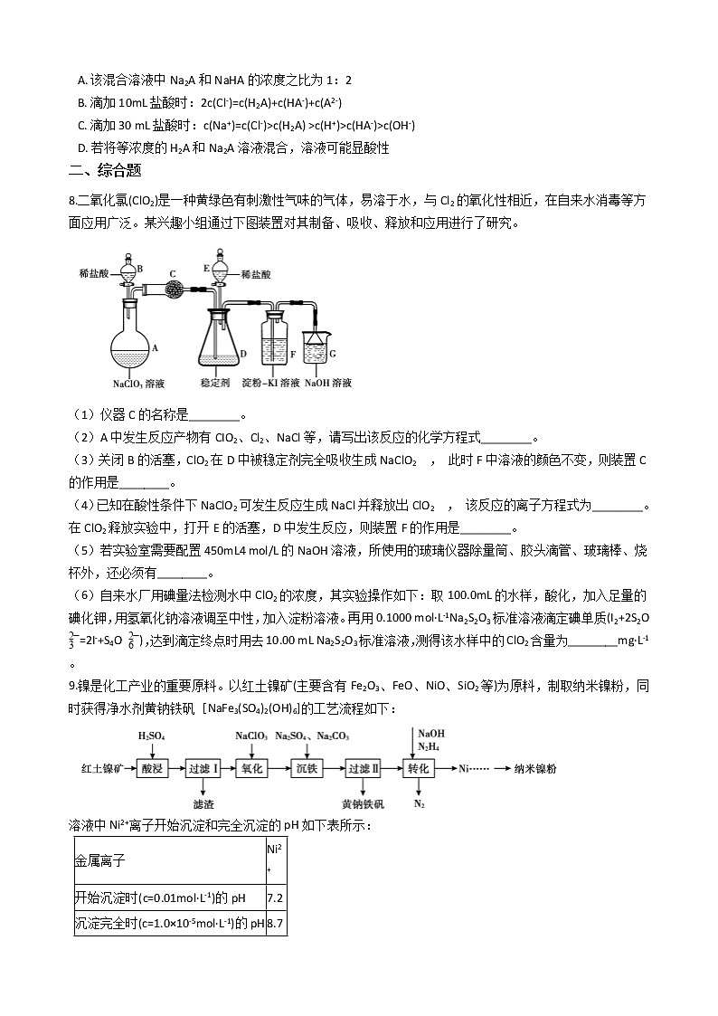 安徽省蚌埠市2021年高考化学二模试卷03
