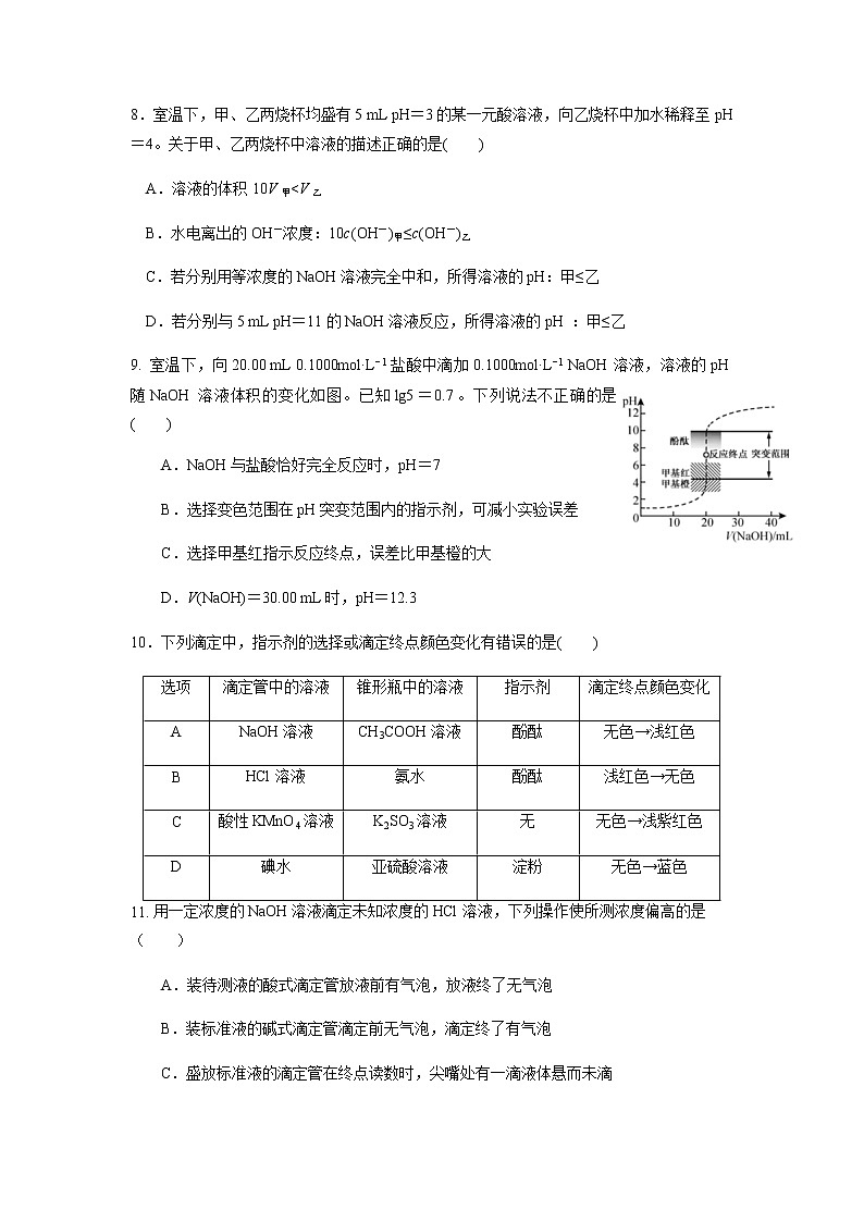 内蒙古鄂尔多斯市第一中学2021-2022学年高二上学期第一次月考化学试题 含答案03