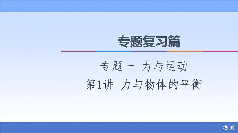 2021高考物理统考版二轮复习课件：专题复习篇+专题1+第1讲+力与物体的平衡+第1页