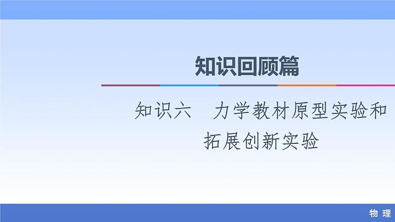 2021高考物理统考版二轮复习课件：知识回顾篇+知识6　力学教材原型实验和拓展创新实验+第1页