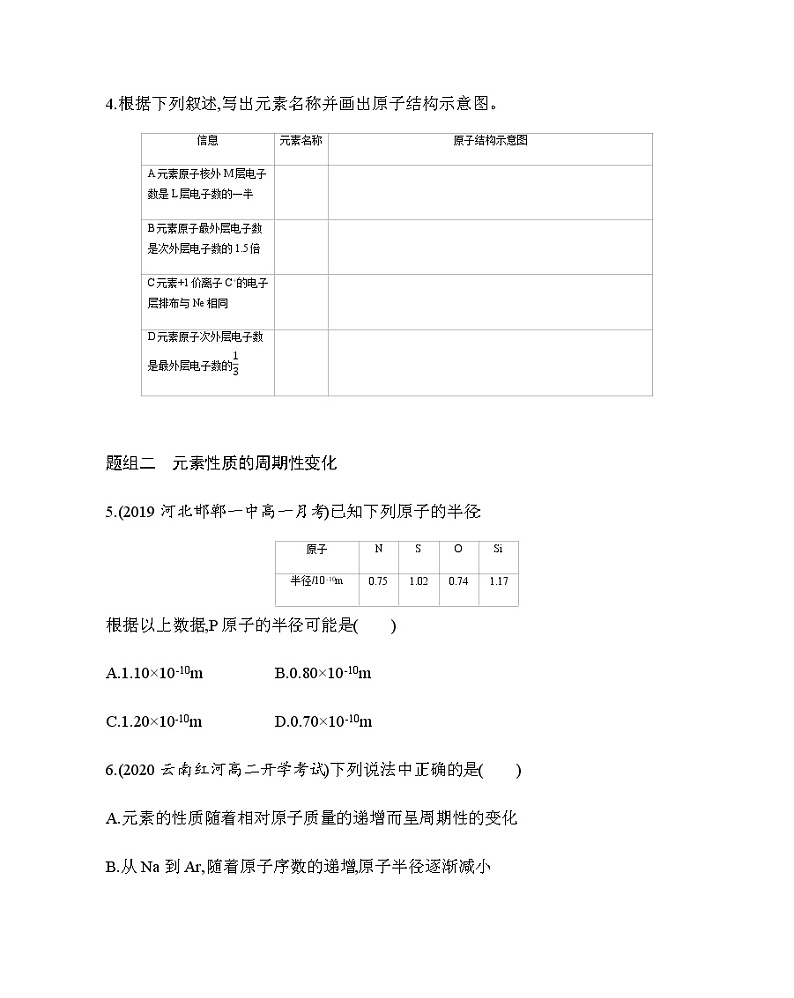 第2节第1课时　原子核外电子的排布　元素周期律练习题第2页
