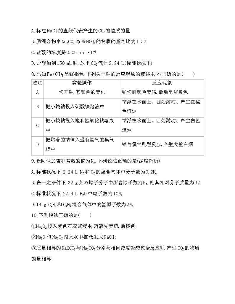 人教版2019必修一第二章第二章 海水中的重要元素——钠和氯达标检测(可编辑word)03