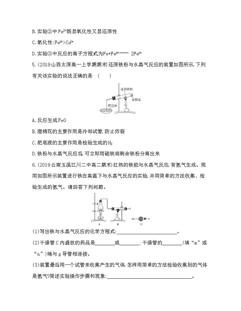 人教版2019必修一第二章第一节第1课时　铁的单质和氧化物、氢氧化物(可编辑word)练习题第2页