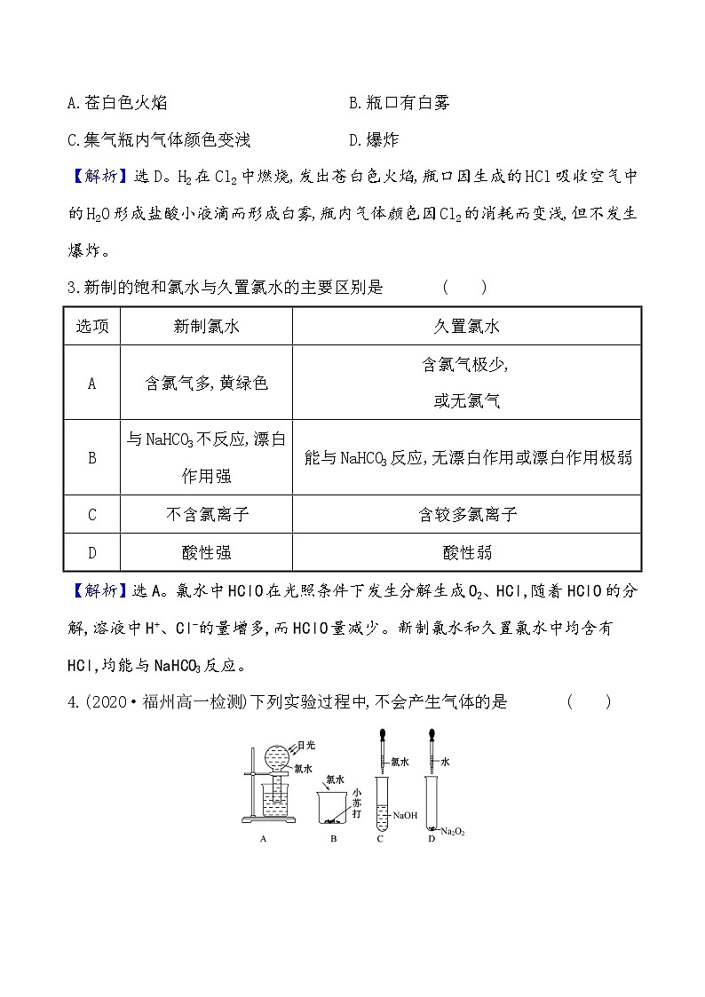 2020-2021学年高中化学人教版（2019）必修第一册 第2章第2节氯及其化合物第1课时作业第2页