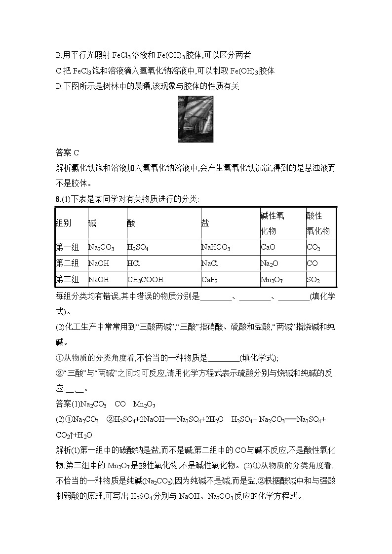 2021-2022学年高中化学新人教版必修第一册 第1章第1节第1课时物质的分类 作业 (1)第3页