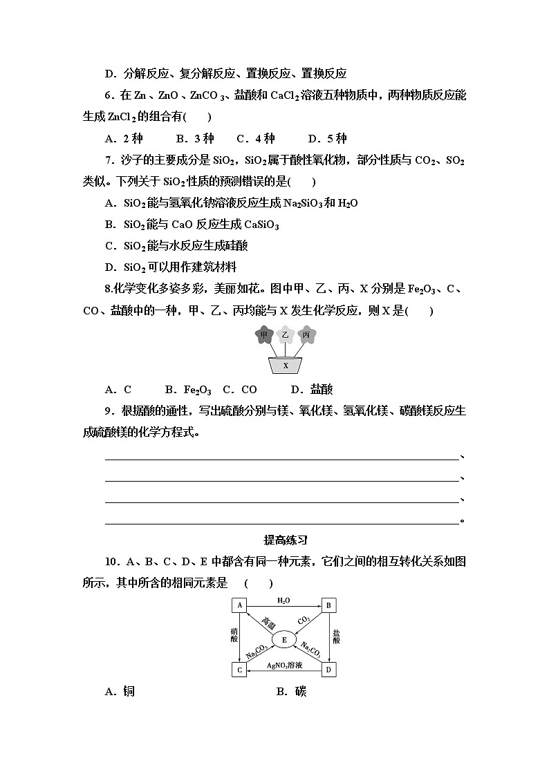 2021-2022学年高中化学新人教版必修第一册 第1章 第1节物质的分类及转化第2课时 作业第2页
