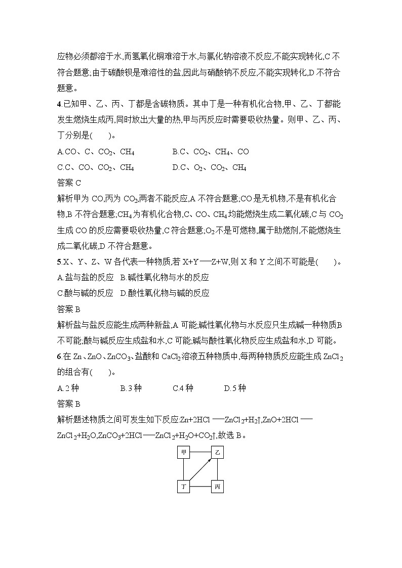 2021-2022学年高中化学新人教版必修第一册 第1章第1节第2课时物质的转化 作业第2页