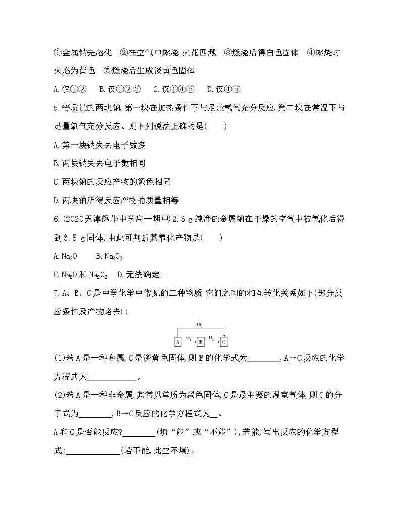 人教版2019必修一第二章第一节第1课时　活泼的金属单质——钠(可编辑word)练习题02