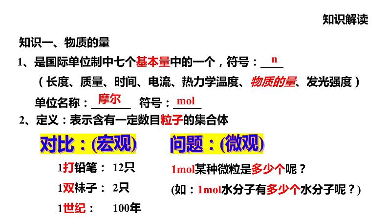 人教版 (新课标)高中必修一化学课件：1.2.1 物质的量 摩尔质量第4页