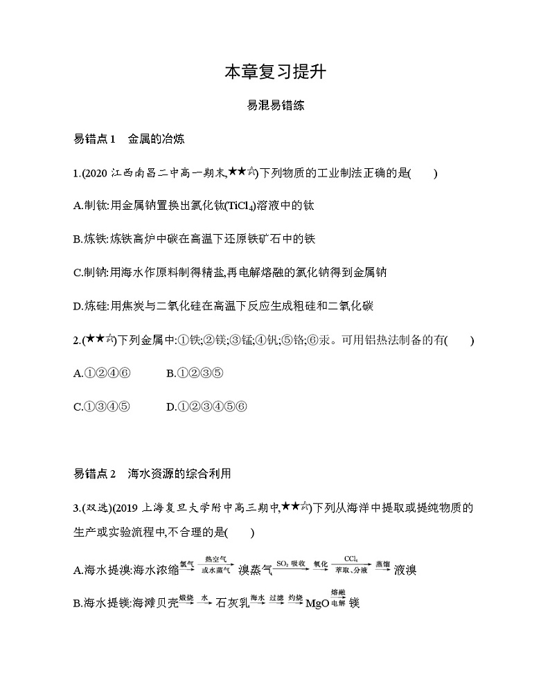 第四章 化学与自然资源的开发利用复习提升第1页