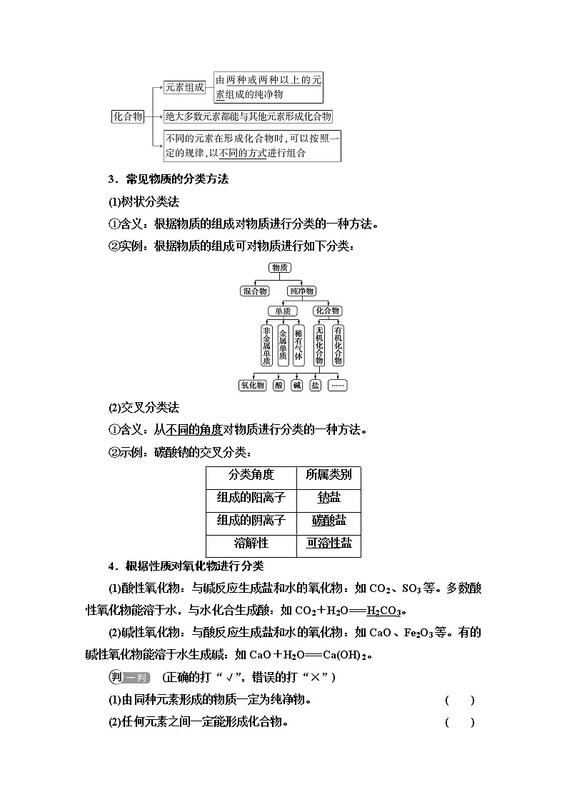 2021-2022学年高中化学人教版（2019）必修第一册 第1章 第1节物质的分类及转化第1课时 学案第2页