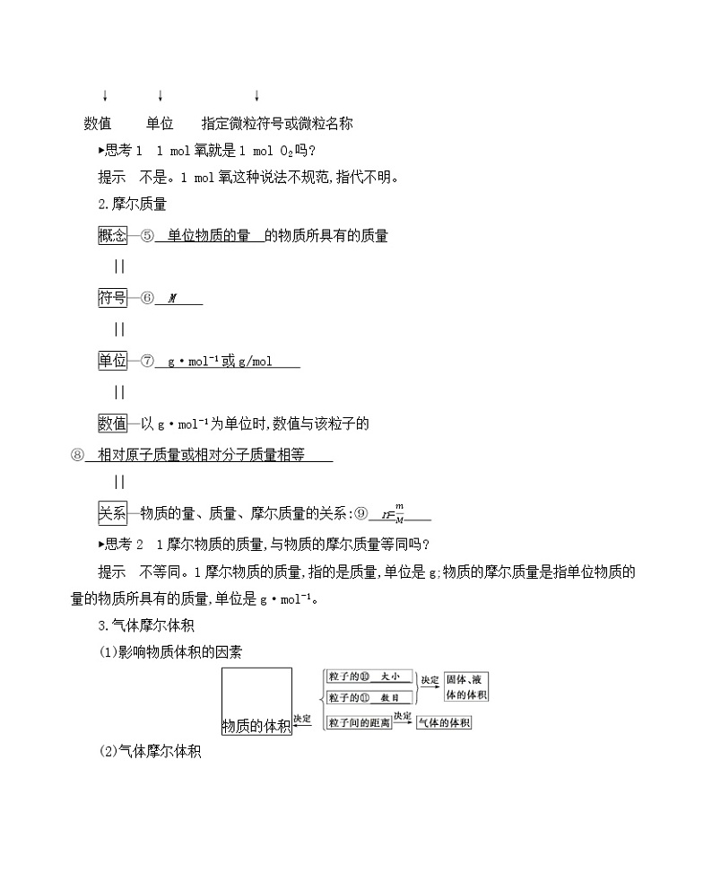 第1讲　物质的量　气体摩尔体积学案02