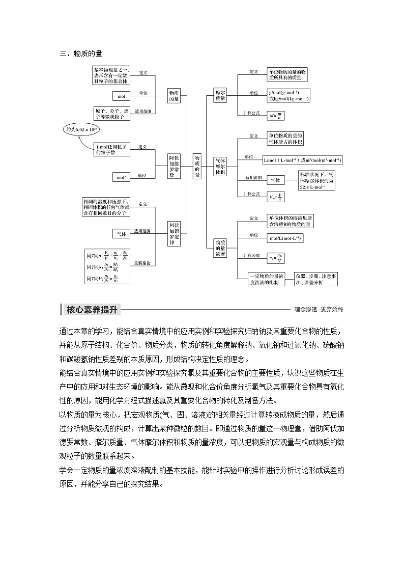 2021-2022学年高中化学人教版（2019）必修第一册 第2章本章知识体系构建与核心素养提升 学案第2页