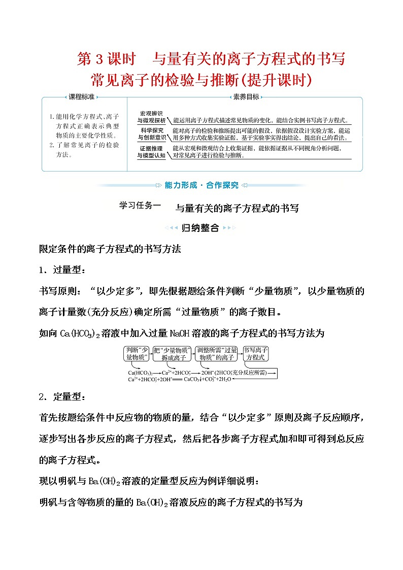 2021-2022学年高中化学人教版（2019）必修第一册 第1章第2节离子反应第3课时 学案01