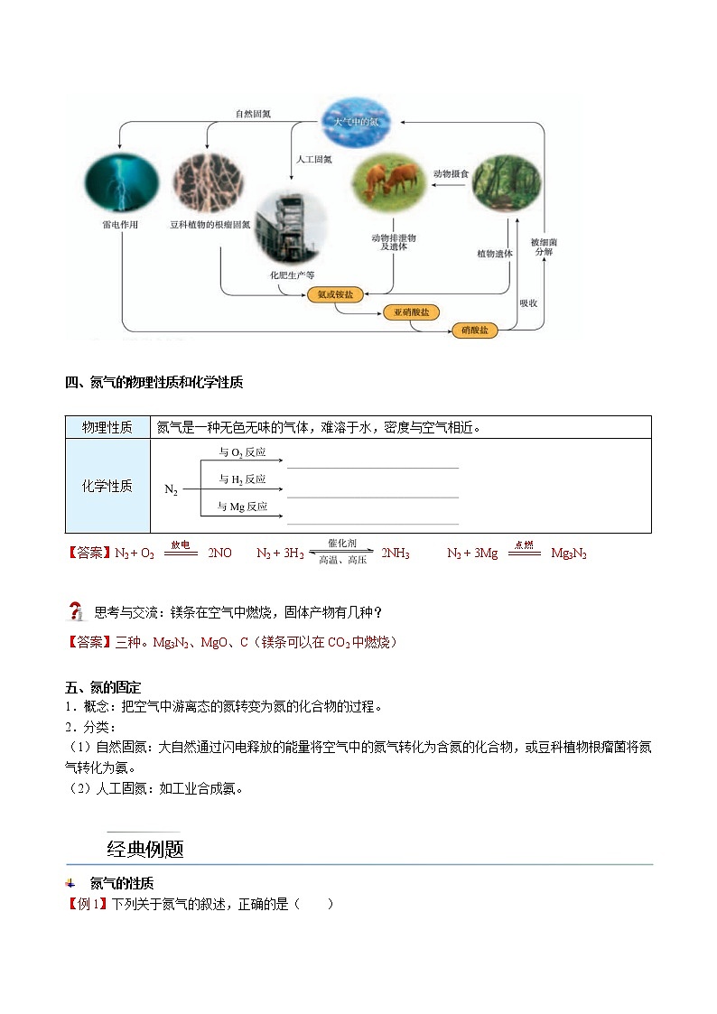 第03讲  氮气、一氧化氮、二氧化氮（教师版）-【精准提分】2020-2021学年高一化学必修第二册同步培优（新教材人教版）教案02