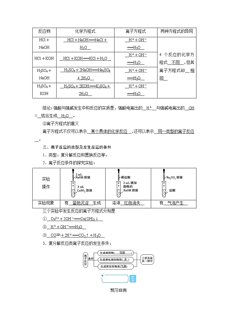 2020-2021学年高中化学人教版（2019）必修第一册  1.2 第2课时　离子反应 学案第3页