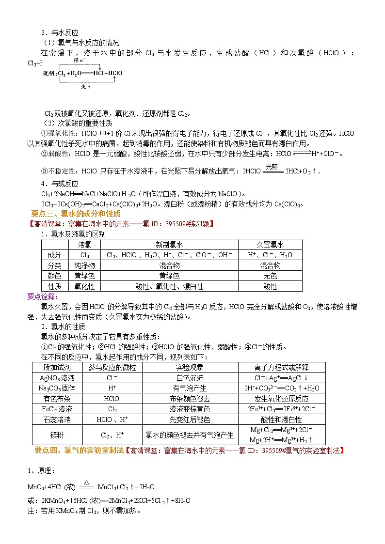 知识讲解_富集在海水中的元素——氯（基础）学案02