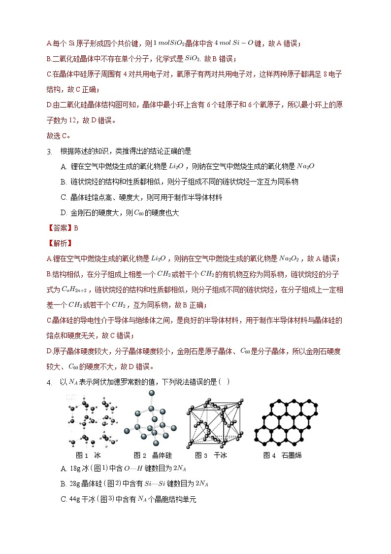 3.2.2 共价晶体-练习-2020-2021学年下学期高二化学同步精品课堂(新教材人教版选择性必修2)（解析版）第2页