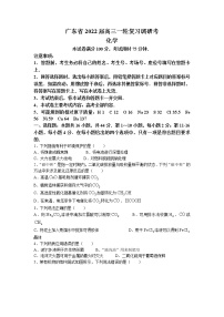 2022届广东省高三上学期9月复习调研考试化学试题 （word版含有答案）