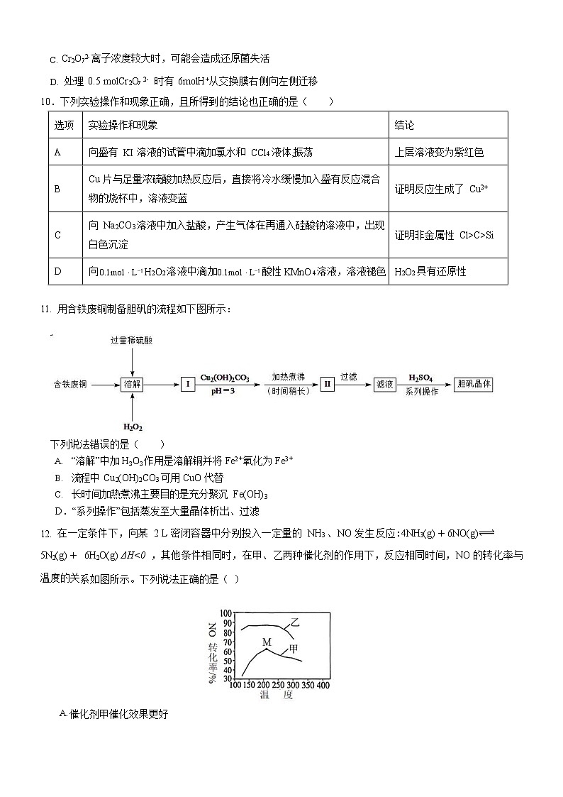 2022届高三普通高等学校全国统一招生考试青桐鸣10月大联考化学试题（word版含有答案）第3页