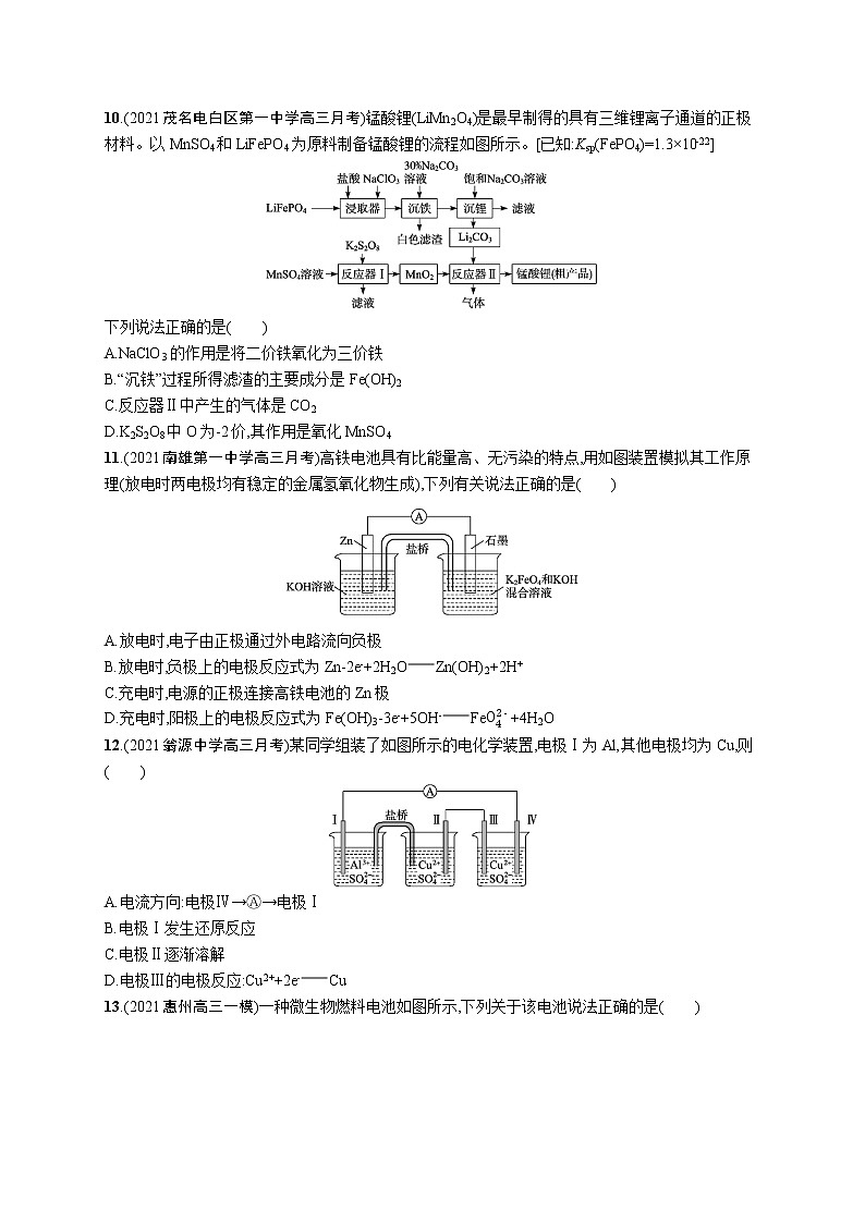 2022 高考化学二轮专题练习   专题突破练六　氧化还原反应与电化学第3页