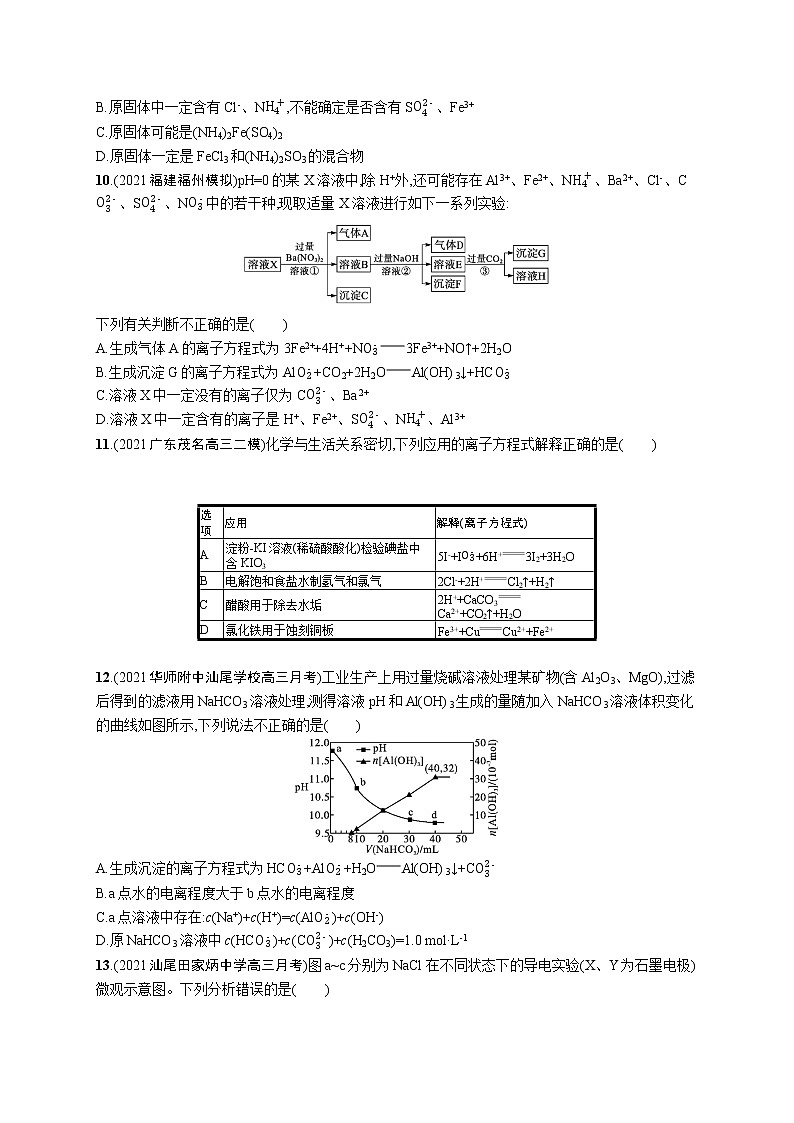 2022 高考化学二轮专题练习   专题突破练三　离子反应第3页