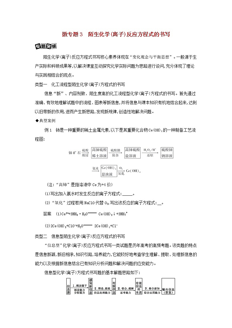 2022版高考化学总复习专题二化学物质及其变化微专题3陌生化学离子反应方程式的书写教案新人教版第1页