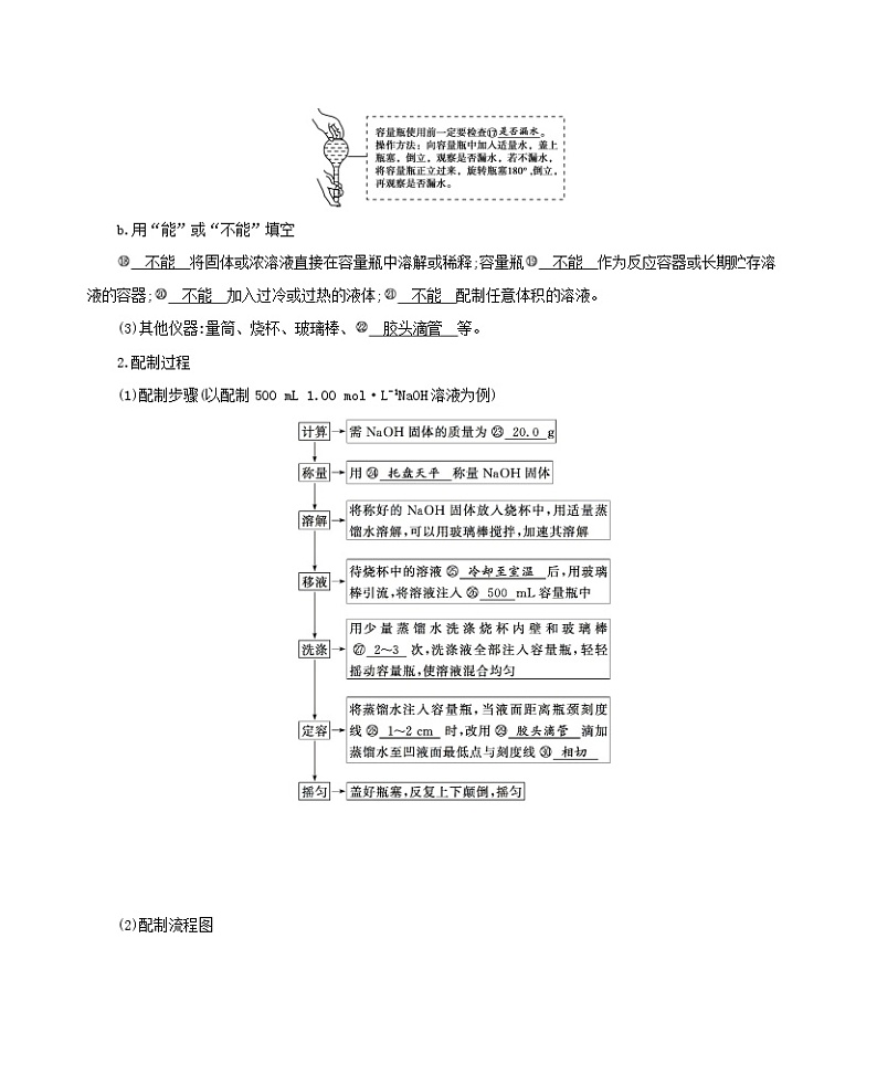江苏专用2022版高考化学总复习专题一化学计量第2讲物质的量浓度及其溶液配制教案03