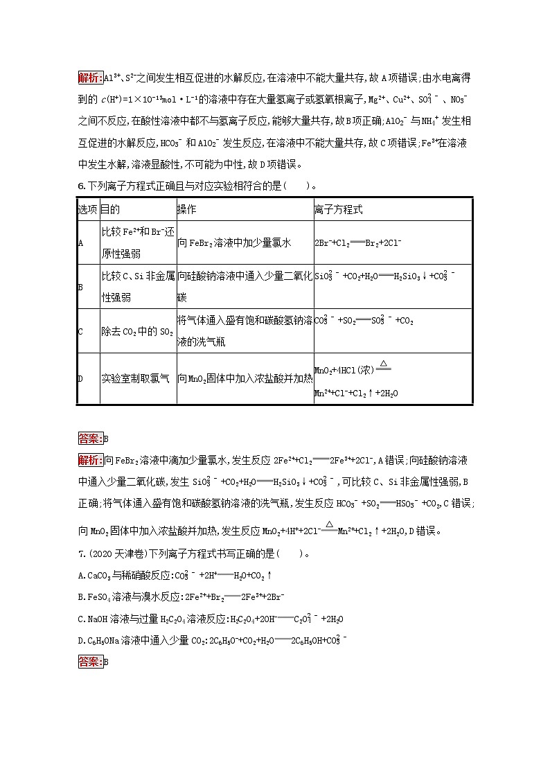 2022届高考化学一轮复习规范练4离子反应含解析新人教版20210421120703