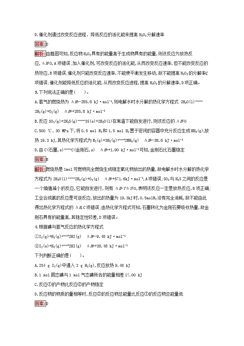 2022届高考化学一轮复习规范练16化学反应与能量变化含解析新人教版20210421118302