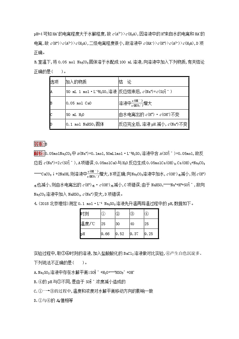 2022届高考化学一轮复习规范练24盐类的水解含解析新人教版20210421119202