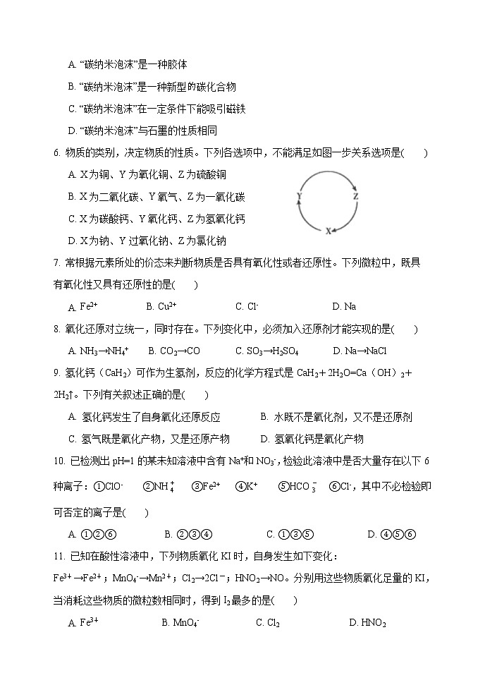 辽宁师大附中2021-2022学年高一上学期10月模块考试化学含答案02