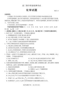 山东省临沂市2022届高三上学期11月教学质量检测考试化学试题PDF版含答案