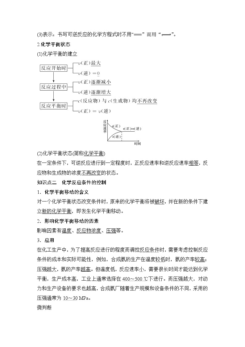 第2课时 化学反应的限度化学反应条件的控制第2页
