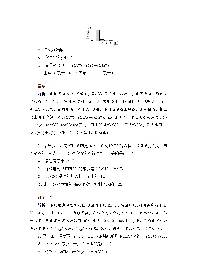 人教版 (2019)高中化学选择性必修1 第3章 第3节 盐类的水解  第1课时练习题03