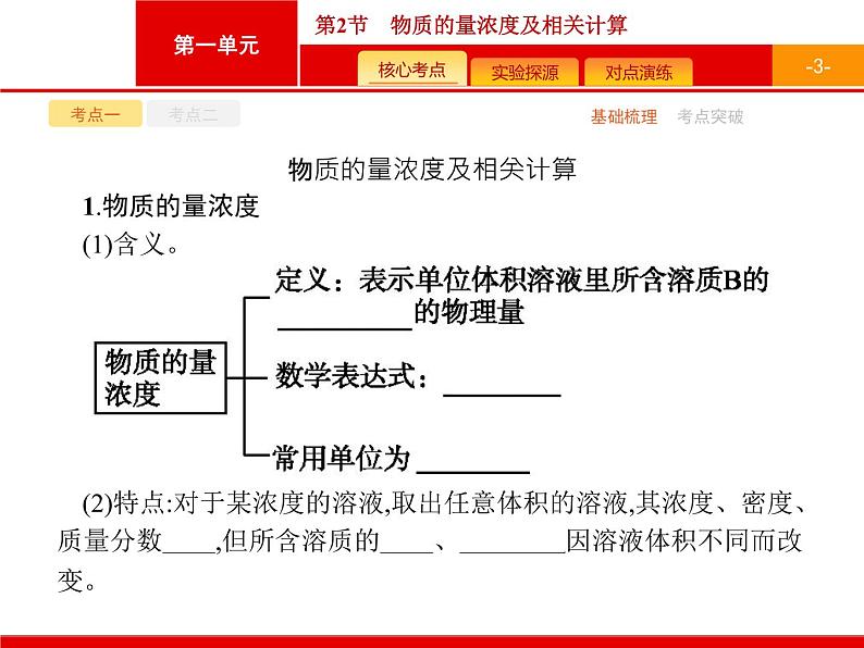 2022届高三统考化学人教版一轮课件：第1单元 第2节　物质的量浓度及相关计算03