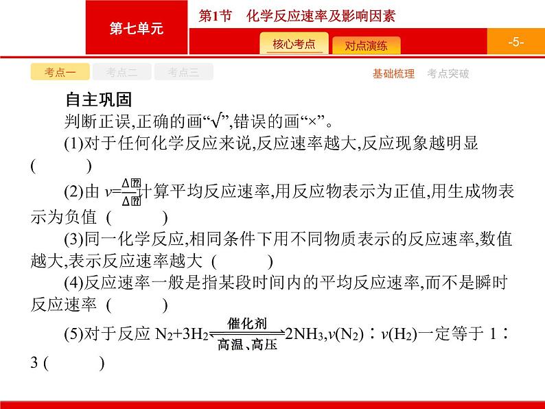 2022届高三统考化学人教版一轮课件：第7单元 第1节　化学反应速率及影响因素第5页