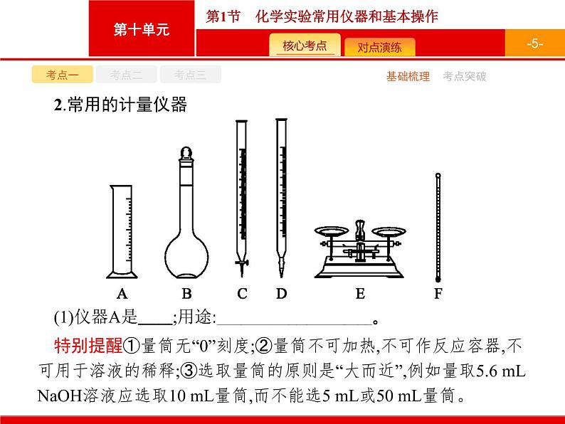 2022届高三统考化学人教版一轮课件：第10单元 第1节　化学实验常用仪器和基本操作第5页