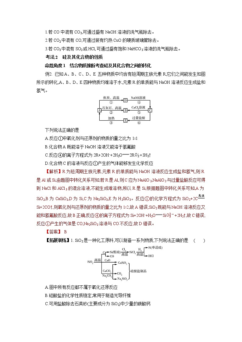 专题七　碳、硅及其化合物　无机非金属材料-2022年高考化学一轮复习对点讲解与练习（通用版）学案第2页