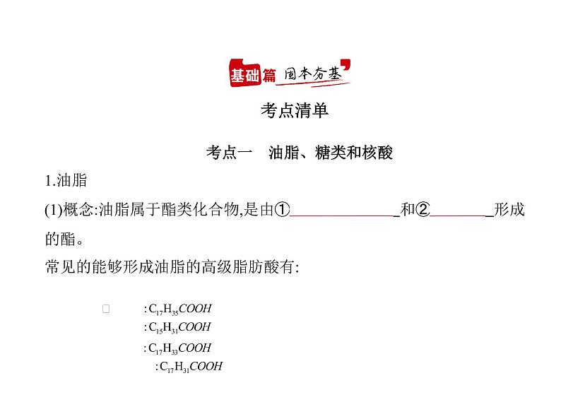 2022版高考化学选考山东专用一轮总复习课件：专题十七基本营养物质有机合成 —基础篇第2页