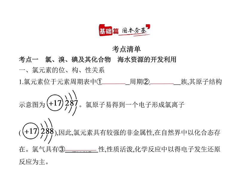 2022版高考化学选考山东专用一轮总复习课件：专题五非金属及其化合物 —基础篇02