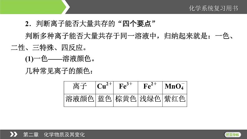 2022版高考化学一轮复习课件：第2章 第3节 离子共存　离子的检验和推断05