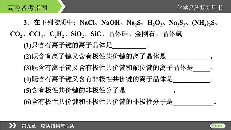 2022版高考化学一轮复习课件：第九章　物质结构与性质 本章小结08