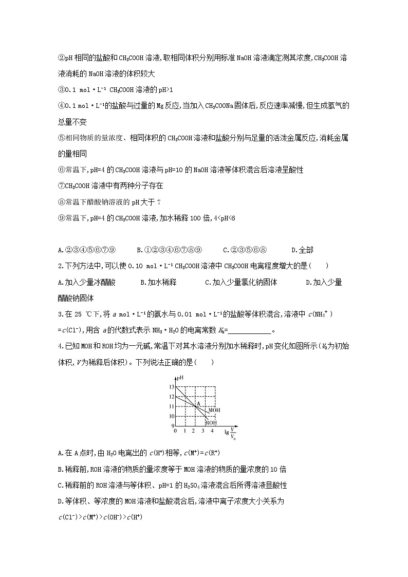 2022高三化学（全国版）一轮复习试题：专题十六 弱电解质的电离平衡 1 Word版第3页