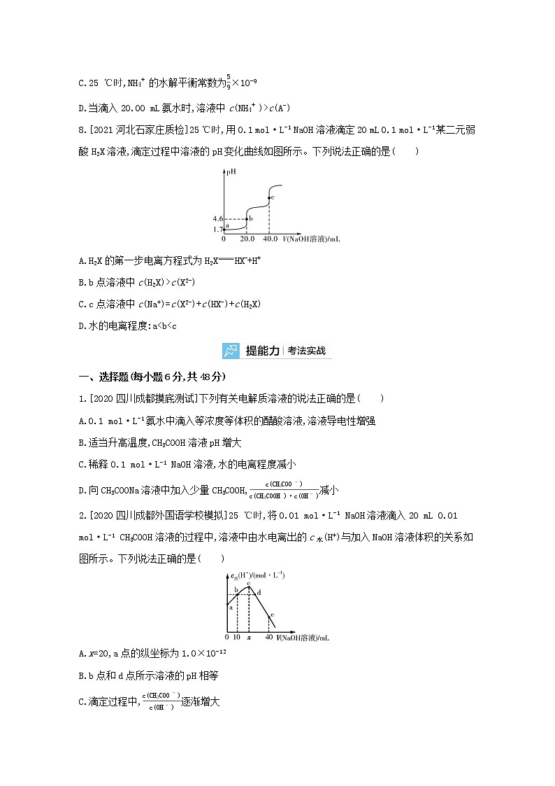 2022高三化学（全国版）一轮复习试题：专题十七　水的电离和溶液的酸碱性 2 Word版第3页