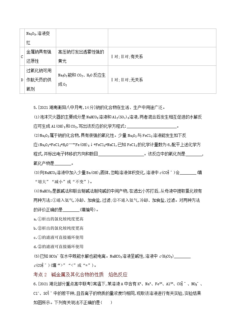 2022高三化学（全国版）一轮复习试题：专题五 钠、镁、铝及其化合物 2 Word版第2页