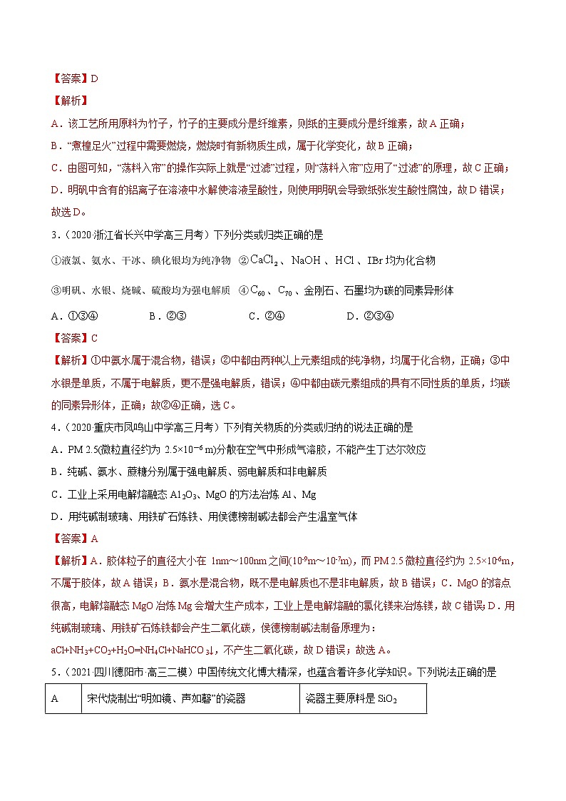 单元01 物质的分类、组成和变化  化学用语【过关测试】（解析版）第2页