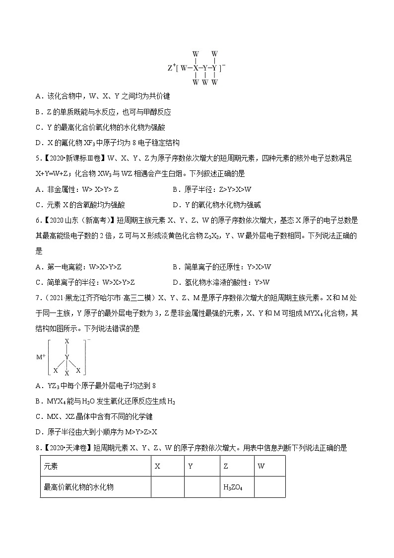 单元06 物质结构与元素周期律【真题模拟练】-2022年高考一轮化学单元复习过过过（全国通用）（原卷版）第2页
