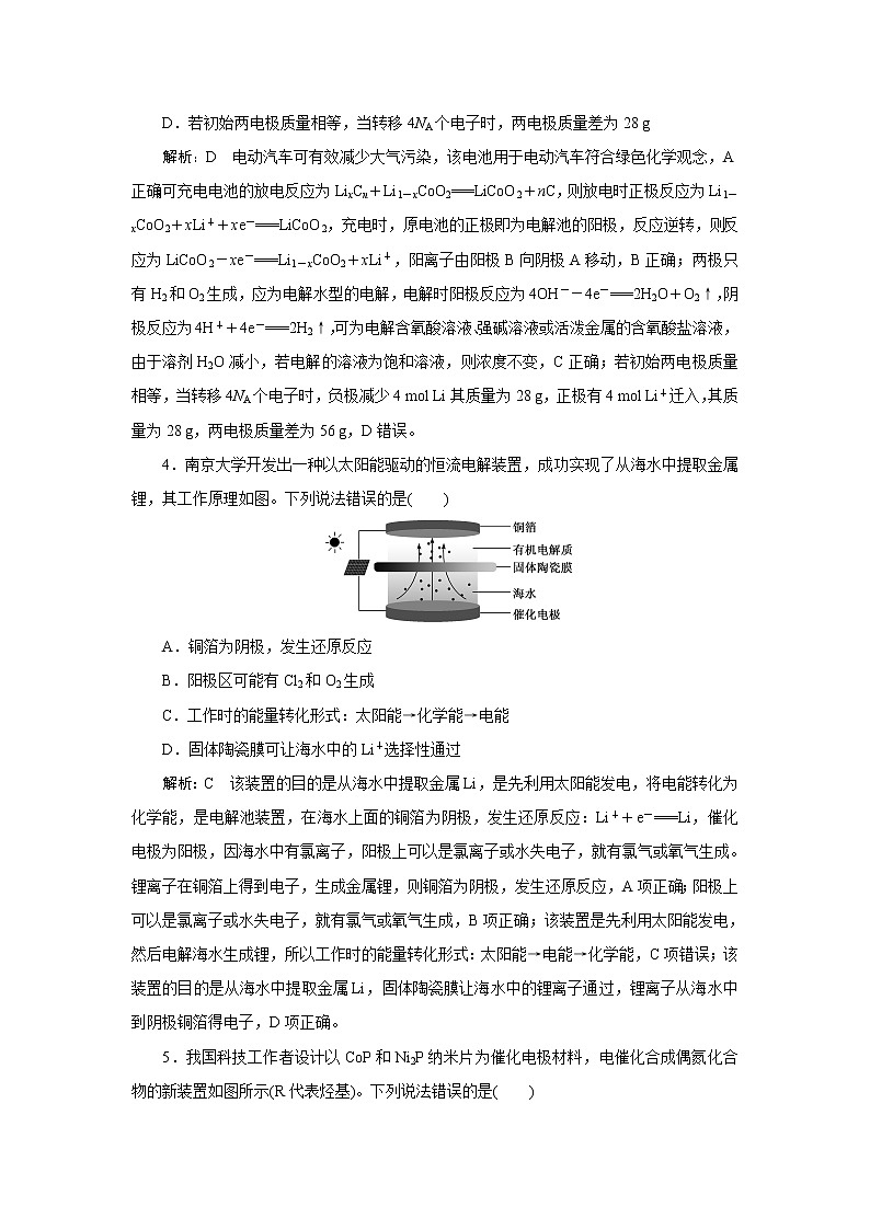 选择题提速练(四)　新型化学电池、新型电解池03
