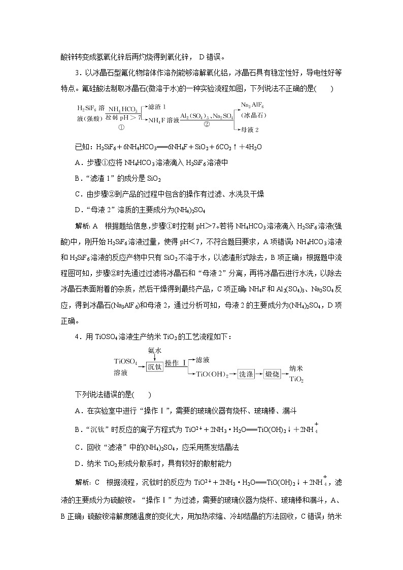 选择题提速练(一)　无机化工流程微设计第2页